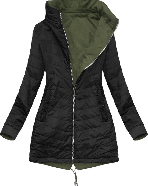 DWUSTRONNA PARKA Z KAPTUREM KHAKI-CZARNA (W306)