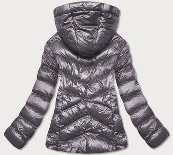 Krótka kurtka zimowa damska szara ciemna (23066-105)