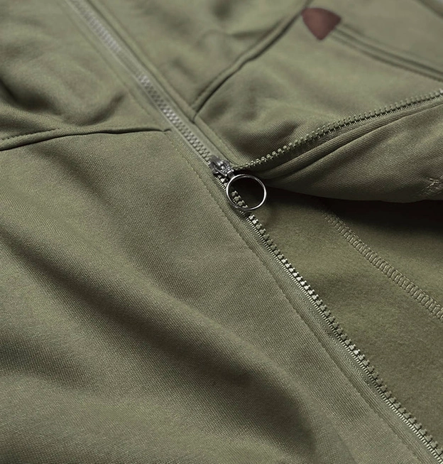 DŁUGA DAMSKA BLUZA Z KAPTUREM KHAKI (AMG705)