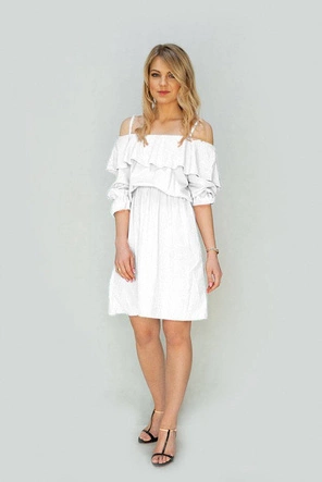 SUKIENKA HISZPANKA Z WIĄZANYM DEKOLTEM BIAŁA (348ART)