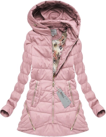PIKOWANA KURTKA Z KAPTUREM PUDROWY RÓŻ (XW506BIGX)