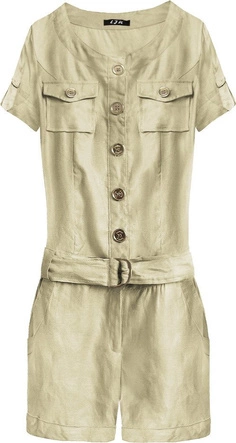 KRÓTKI KOMBINEZON Z LNU I BAWEŁNY BEŻOWY (X1603X)