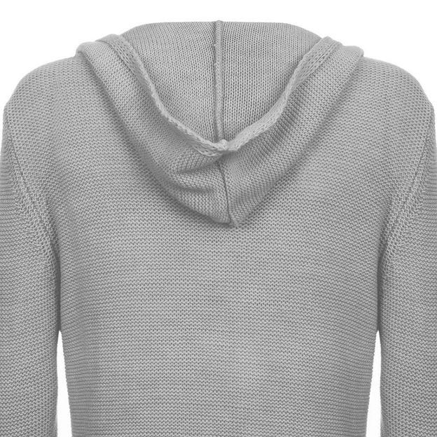 DŁUGI SWETER Z KAPTUREM I KIESZENIAMI JASNOSZARY (114ART)