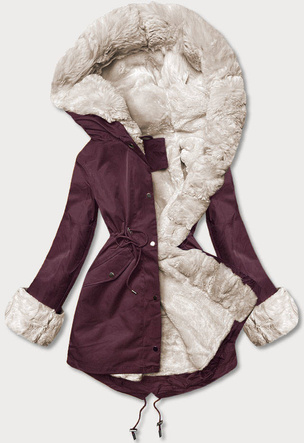 Parka z futrzaną podpinką bordowa (5M763-1)