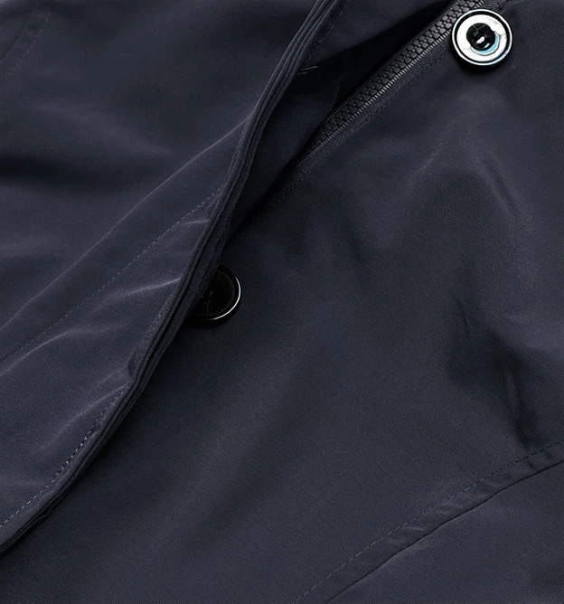 Zimowa kurtka damska z futrzaną podpinką granatowa (m-21005)