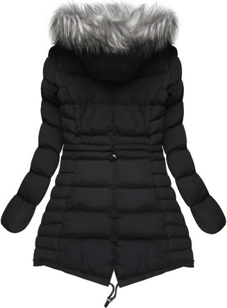 ASYMETRYCZNA KURTKA Z KAPTUREM CZARNA (W813)