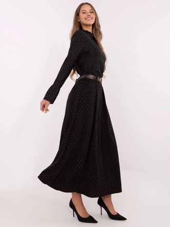 Elegancka spódnica maxi z ozdobnym wykończeniem czarna (19720)