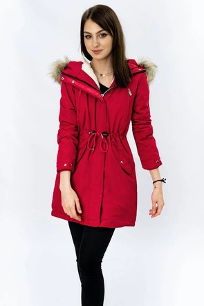 DAMSKA PARKA ZIMOWA NA MISIU CZERWONA (W378)