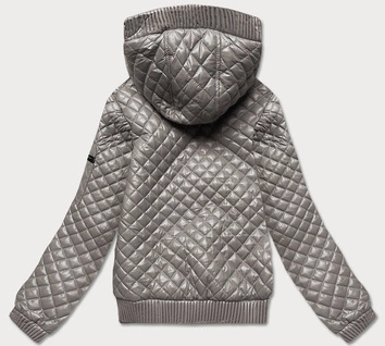 Krótka kurtka pikowana ze ściągaczami beżowa (7261)