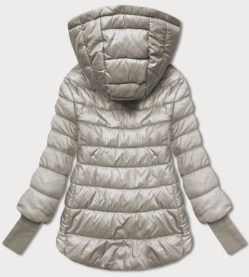 Krótka kurtka damska z dzianinowymi ściągaczami beżowa (P22/P3-6636/P3-6023-62)