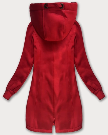 Długa bluza damska z kapturem czerwona (AMG-675/2)