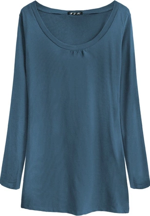 BAWEŁNIANA BLUZKA Z DŁUGIM RĘKAWEM CIEMNONIEBIESKA (1301)