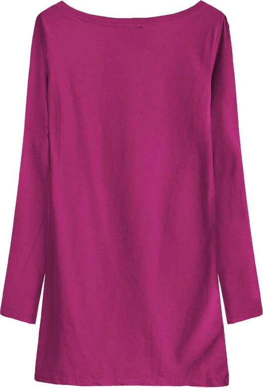 BAWEŁNIANA BLUZKA Z DŁUGIM RĘKAWEM AMARANTOWA (X1303X)