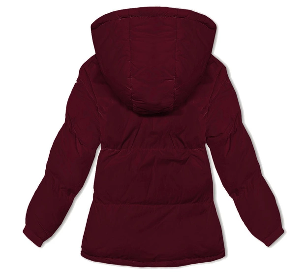 Damska kurtka zimowa z kapturem bordowa (5M3169-1)