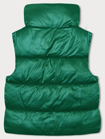 Krótki bezrękawnik damski ze stójką zielony (B8158-82)