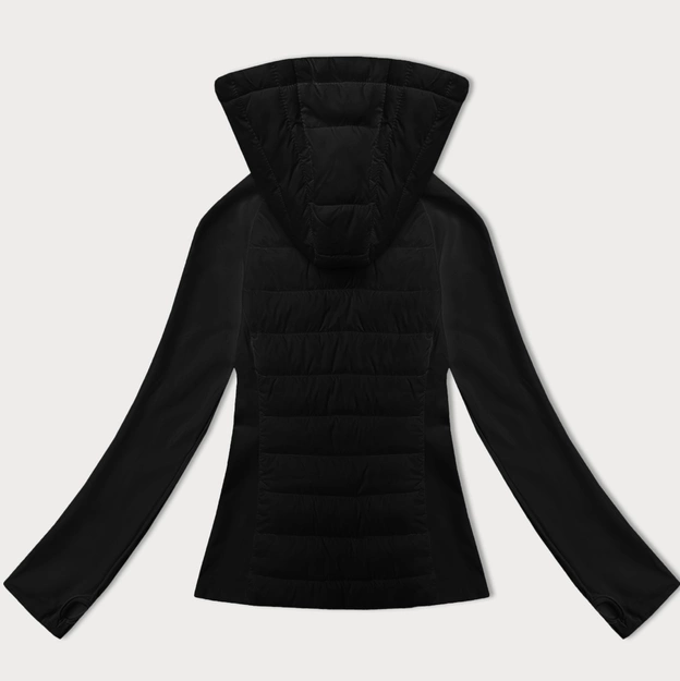 Pikowana kurtka damska z łączonych materiałów J Style czarna (16M9226-392)