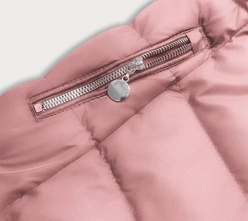Krótka puchowa kurtka zimowa damska różowy (5M726-46)