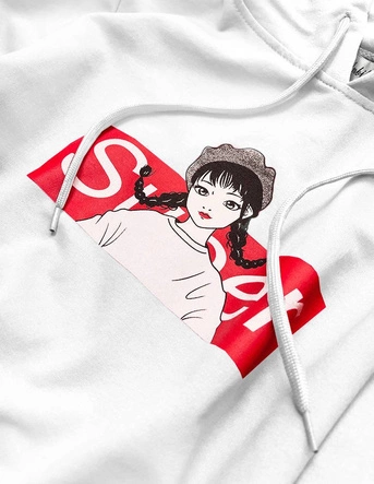 Damska bluza sportowa z kapturem biała (n4596)