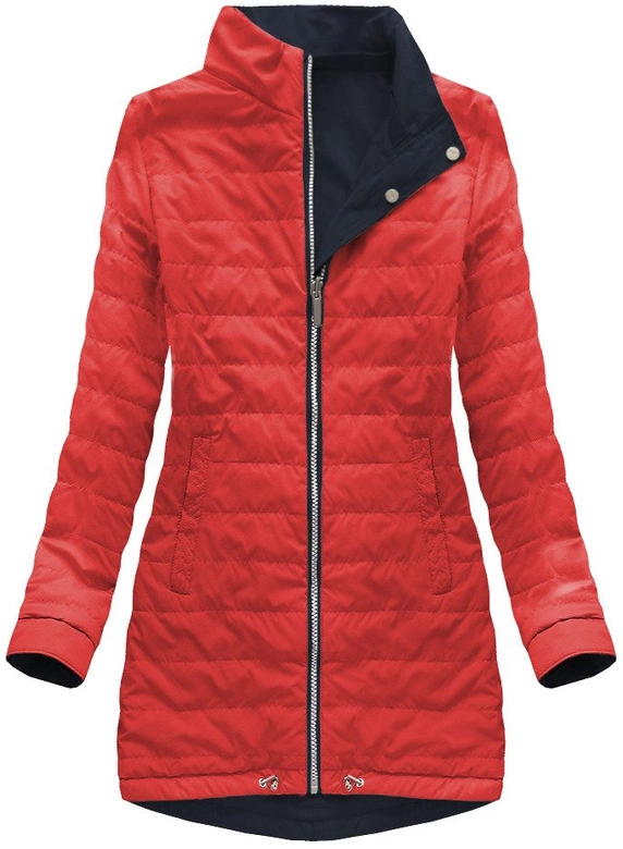 DWUSTRONNA PARKA Z KAPTUREM GRANATOWO-CZERWONA (W0232)