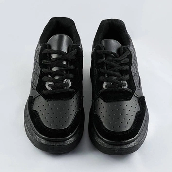 Damskie sznurowane półbuty sportowe czarne (rc-50)