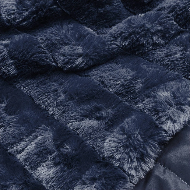 LEKKA KURTKA ZIMOWA DAMSKA FUTRO 2 W 1 GRANATOWA (39039)