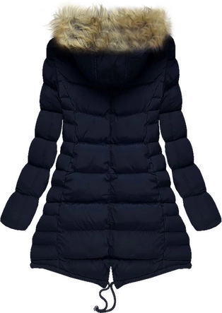 ASYMETRYCZNA KURTKA Z KAPTUREM GRANATOWA (W815)