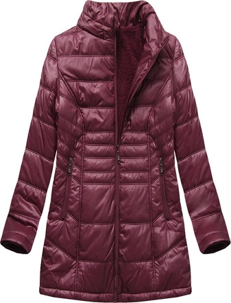 PIKOWANA DAMSKA KURTKA ZIMOWA Z KAPTUREM BORDOWA (B2617-30)
