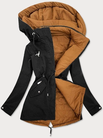 DWUSTRONNA KURTKA DAMSKA CZARNO-KARMELOWA (W505)