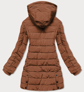 Zimowa kurtka damska z kapturem karmelowa (m-21003)