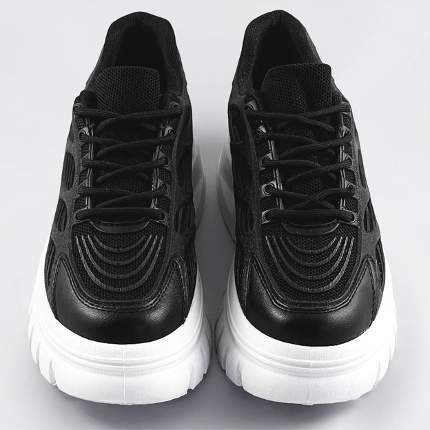 Sportowe buty damskie na platformie czarne (s222)