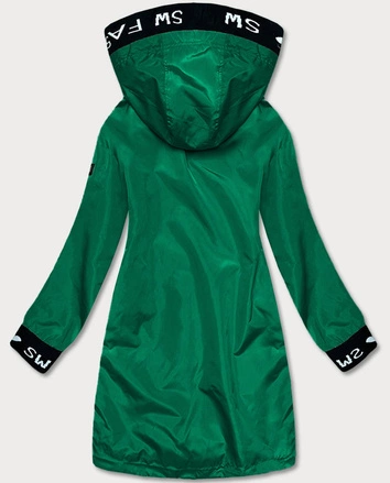 Cienka kurtka damska z ozdobną lamówką zielona (B8145-82)