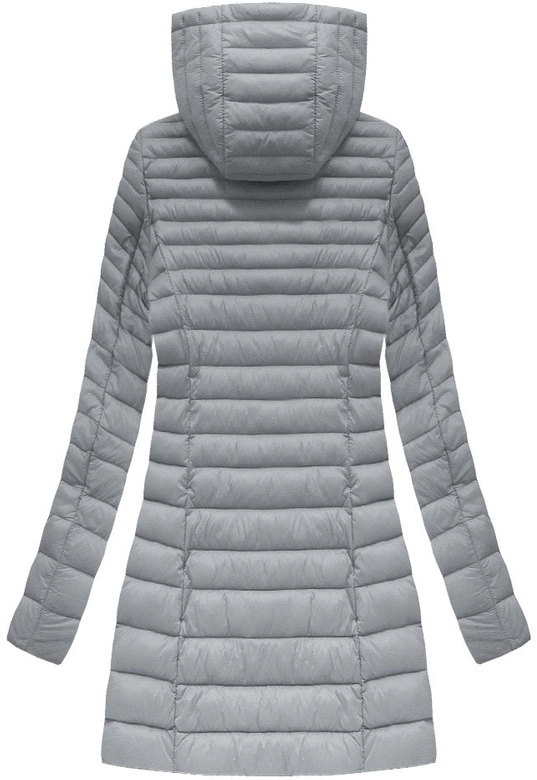 DŁUŻSZA PIKOWANA KURTKA Z KAPTUREM SZARA (7240)