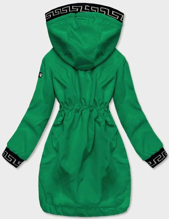 Cienka kurtka damska z ozdobną lamówką zielona (B8141-82)