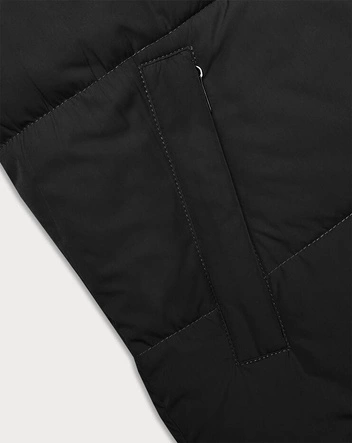 Krótka kamizelka damska z kapturem j.style czarna (16M9112-392)