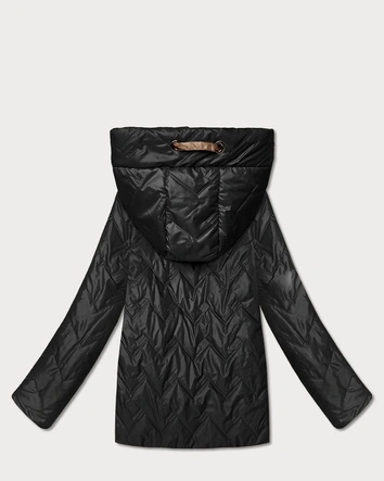 Pikowana kurtka damska z kapturem Goodlookin czarna (B8596-1)