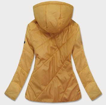 PIKOWANA DAMSKA KURTKA Z KAPTUREM ŻÓŁTA (B9552BIG)