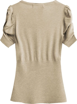 SWETER Z BUFIASTYMI RĘKAWAMI BEŻOWY (1576)