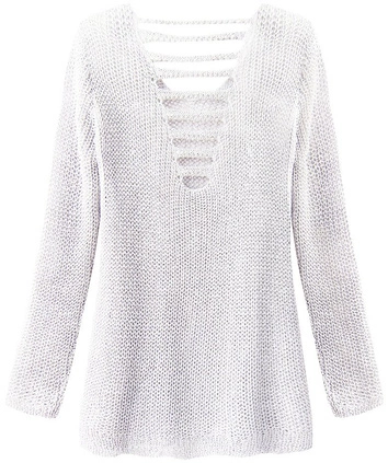 SWETER Z WYCIĘCIAMI NA PLECACH BIAŁY (225ART)