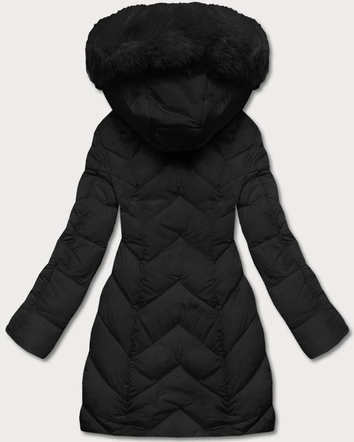 Zimowa kurtka damska z kapturem czarna (2m-21308)