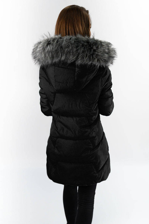 PIKOWANA KURTKA DAMSKA ZIMOWA CZARNA (R9527)