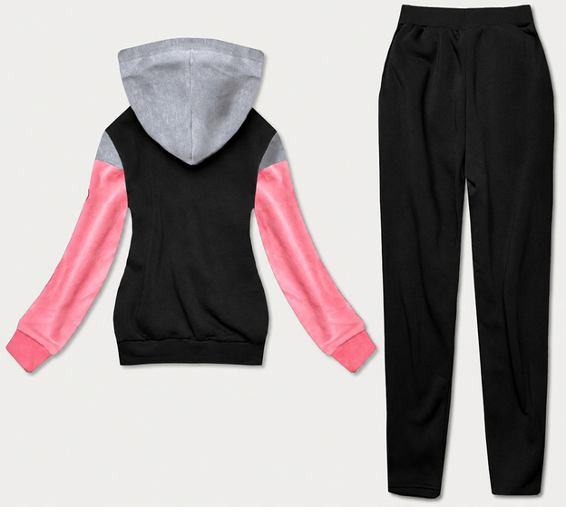 Dres damski bluza + spodnie szaro-czarny (AMG690)