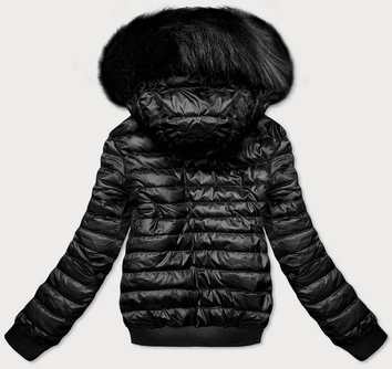 DWUSTRONNA KRÓTKA KURTKA DAMSKA ZIMOWA CZARNA (H1032-01)