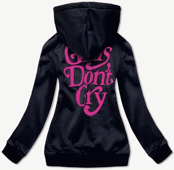 Krótka bluza dresowa damska granatowa (26013)