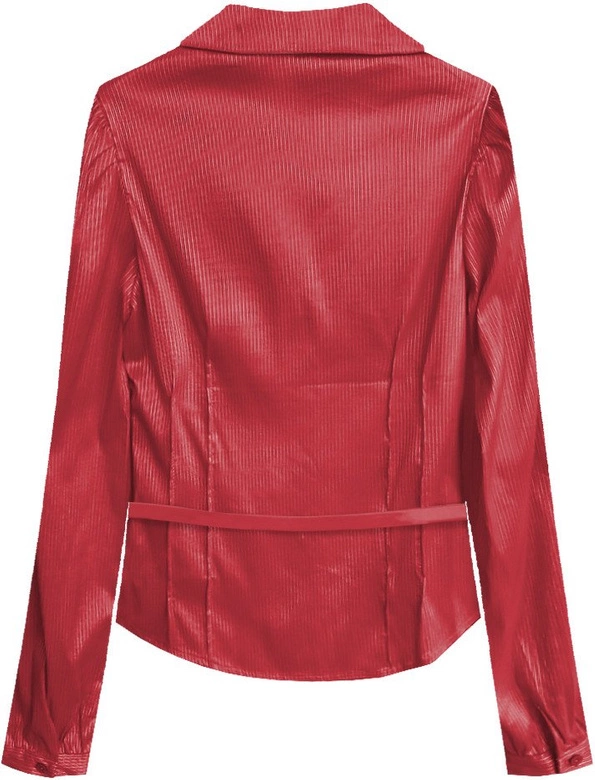 BŁYSZCZĄCA KOSZULA Z PASKIEM CZERWONA (X1007X)