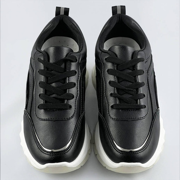 Damskie sneakersy z metaliczną lamówką czarne (bg-02)