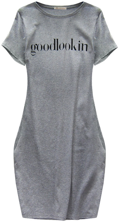 SUKIENKA Z KRÓTKIM RĘKAWEM SZARA (145ART)