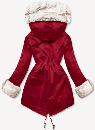 Parka z futrzaną podpinką ciemnoczerwona (5M3187-6)
