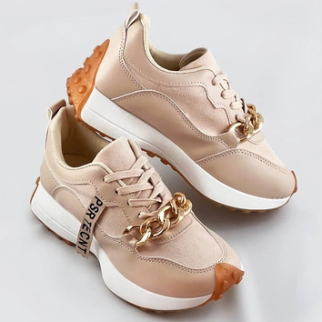 BUTY SPORTOWE Z ŁAŃCUCHEM BEŻOWE (N-206)