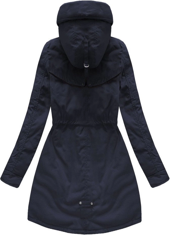 BAWEŁNIANA DAMSKA PARKA ZIMOWA Z PODPINKĄ GRANATOWA (W633)