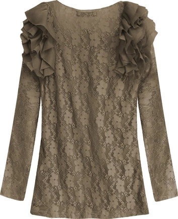 KORONKOWA BLUZKA W KWIATY KARMELOWA (3660)